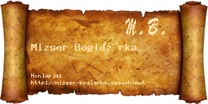 Mizser Boglárka névjegykártya